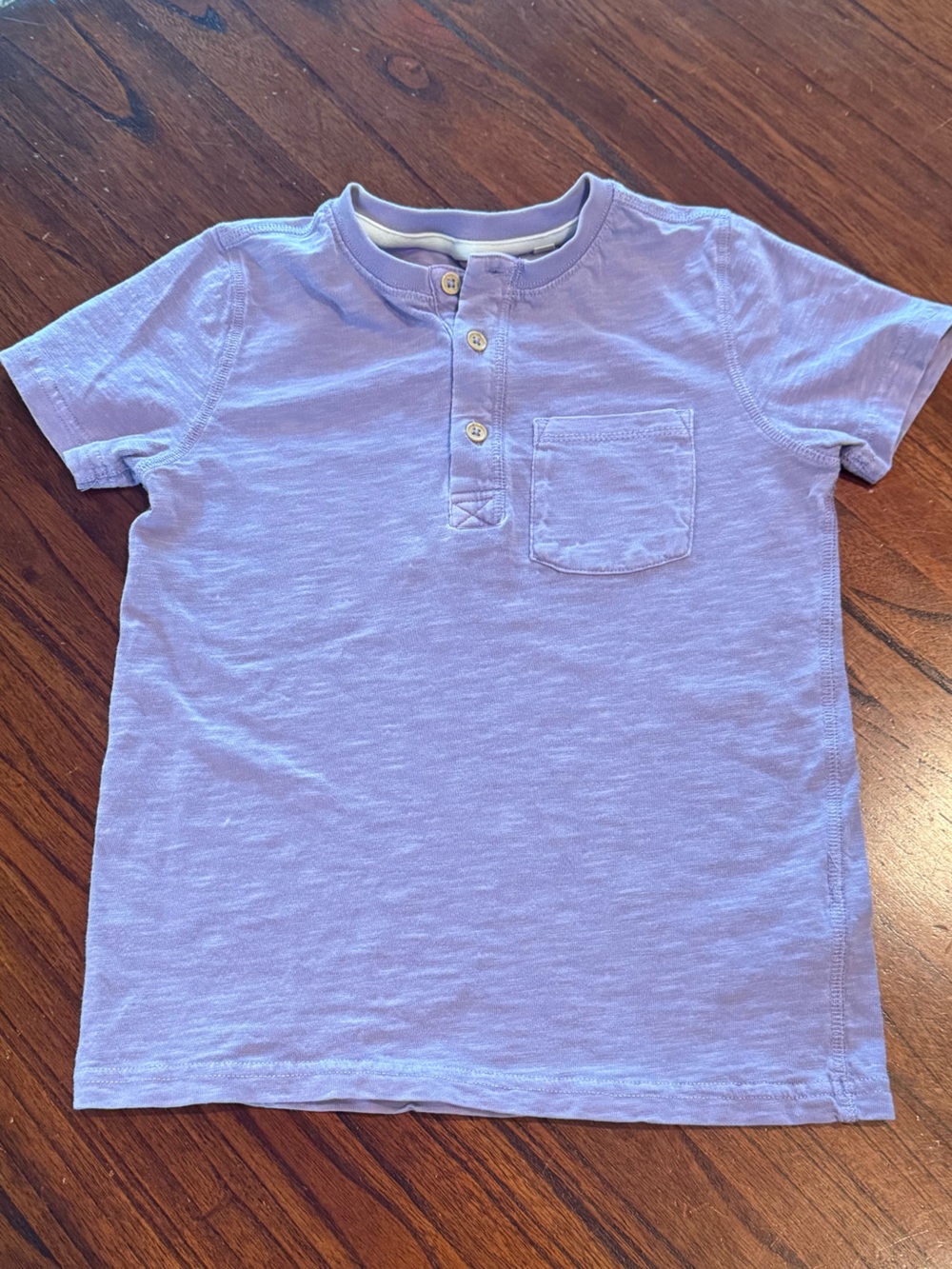 Mini Boden Short Sleeve Pocket Slub Cotton Henley Shirt - Lavender Size 7-8